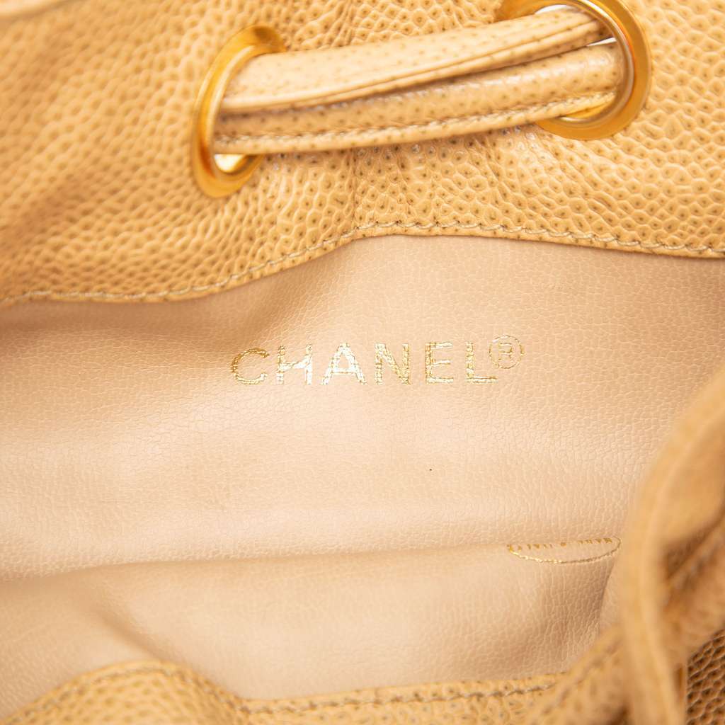 Chanel CC Caviar Drawstring Bucket Bag Brown Leather Good - Box View