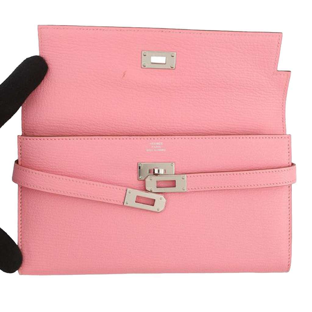 Hermès Chevre Mysore Kelly To Go Wallet Pink Leather Good condition - Box View