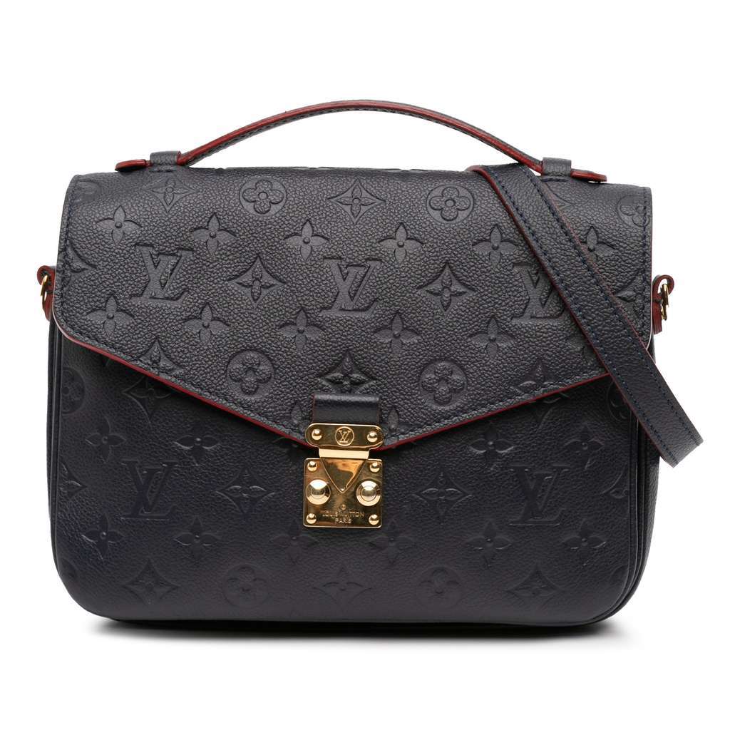 Louis Vuitton Monogram Empreinte Pochette Metis Blue Leather Good - Front View