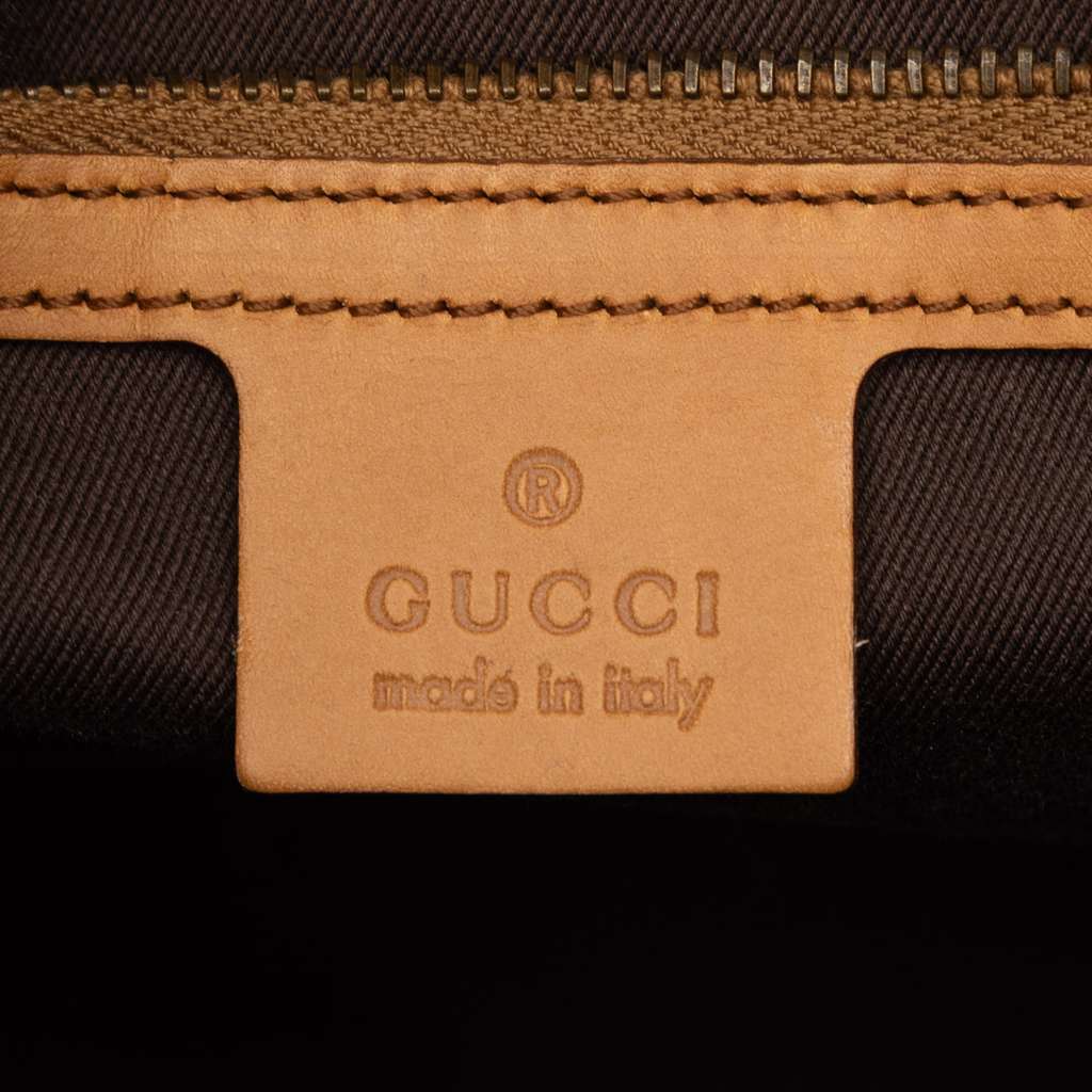 Gucci Suede GG Canvas Nailhead Handbag Brown Leather Good - Box View