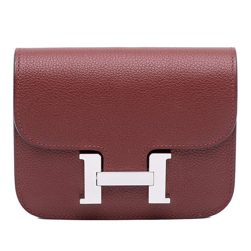 Hermès Clemence Constance Slim Wallet Red Leather Never worn - Front View