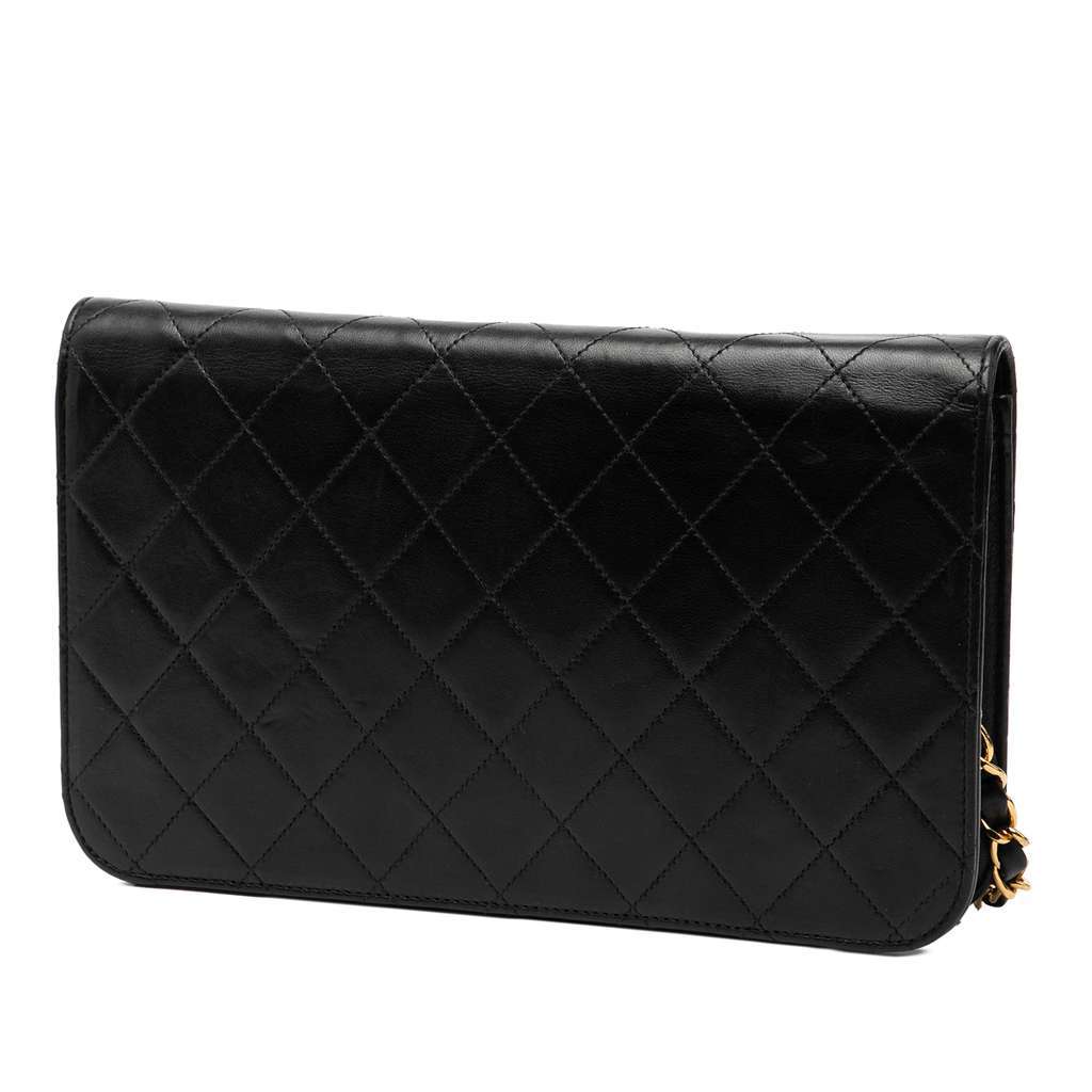 Chanel CC Quilted Lambskin Full Single Flap Black Leather Very good condition - Back View