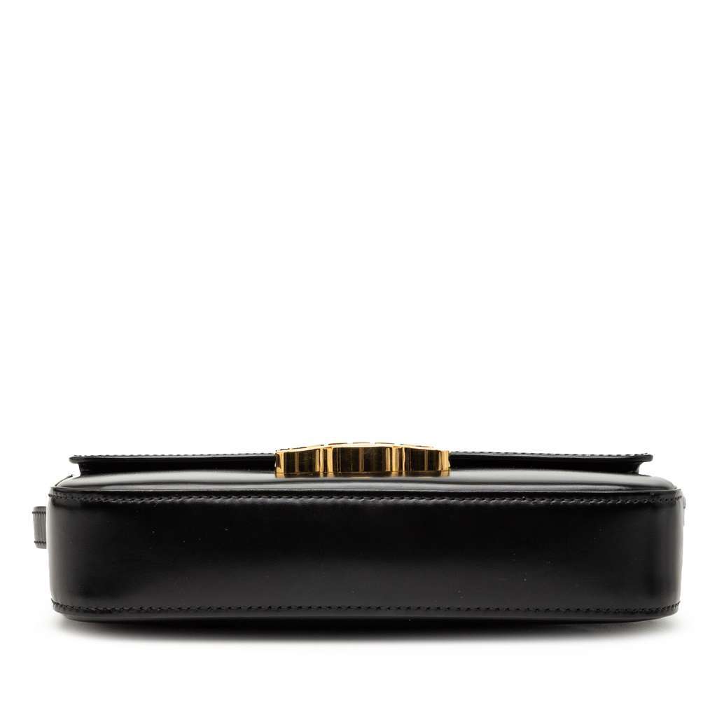 Celine Shiny Calfskin Triomphe Claude Shoulder Bag Black Leather Very good condition - Inside View