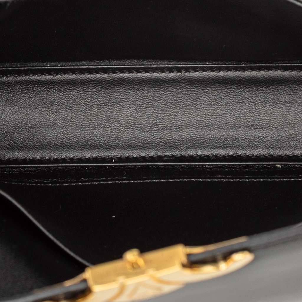 Celine Shiny Calfskin Triomphe Claude Shoulder Bag Black Leather Very good condition - Model View