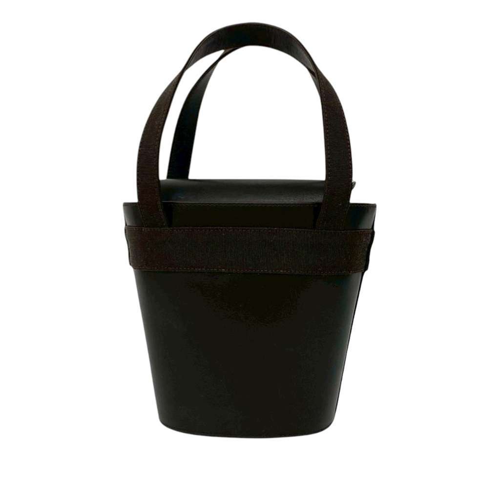 Salvatore Ferragamo Leather Vara Bow Top Handle Bucket Bag Brown Leather Very good condition - Back View