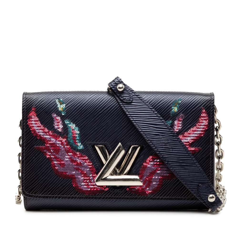 Louis Vuitton Epi Sequin Flames Twist Chain Wallet Blue Leather Very good - Front View