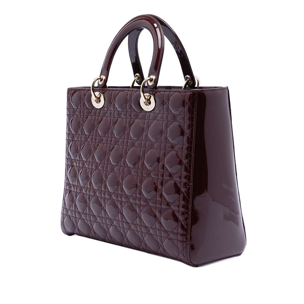 Dior Large Patent Cannage Lady Dior Red Leather Good - Back View