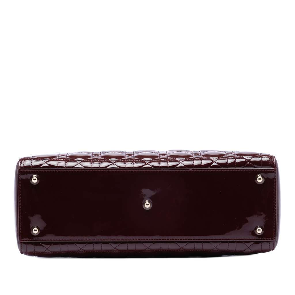 Dior Large Patent Cannage Lady Dior Red Leather Good - Inside View