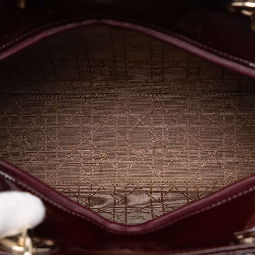 Dior Large Patent Cannage Lady Dior Red Leather Good - Model View