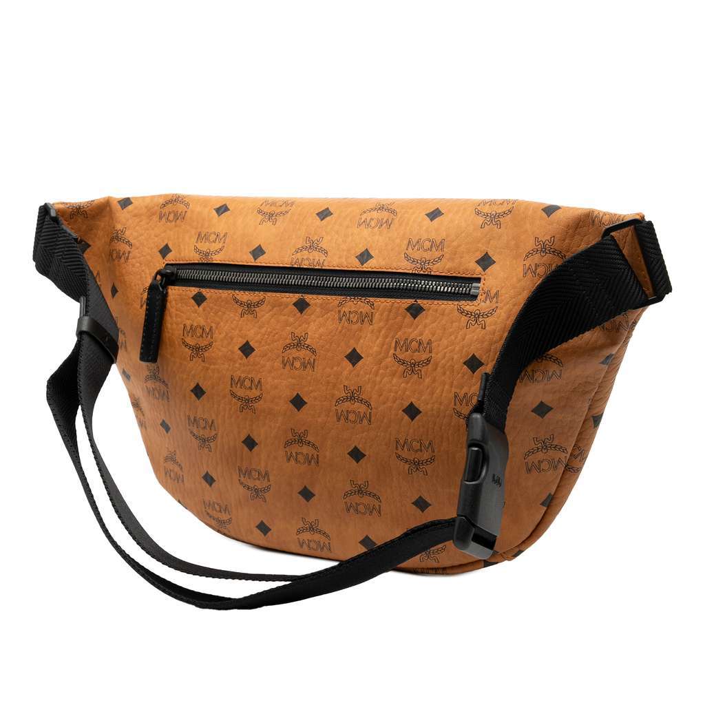 Mcm Large Visetos Coated Canvas Fursten Belt Bag Brown Canvas Good - Back View