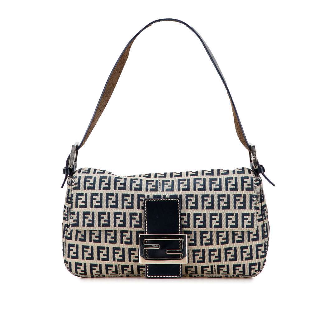 Fendi Zucchino Canvas Baguette Grey Canvas Good - Front View