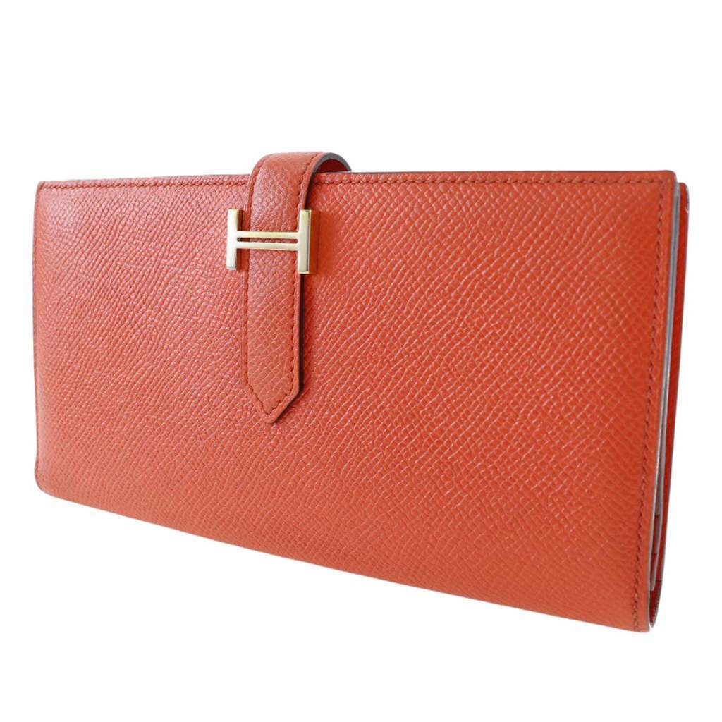 Hermès Epsom Bearn Soufflet Wallet Orange Leather Very good condition - Inside View