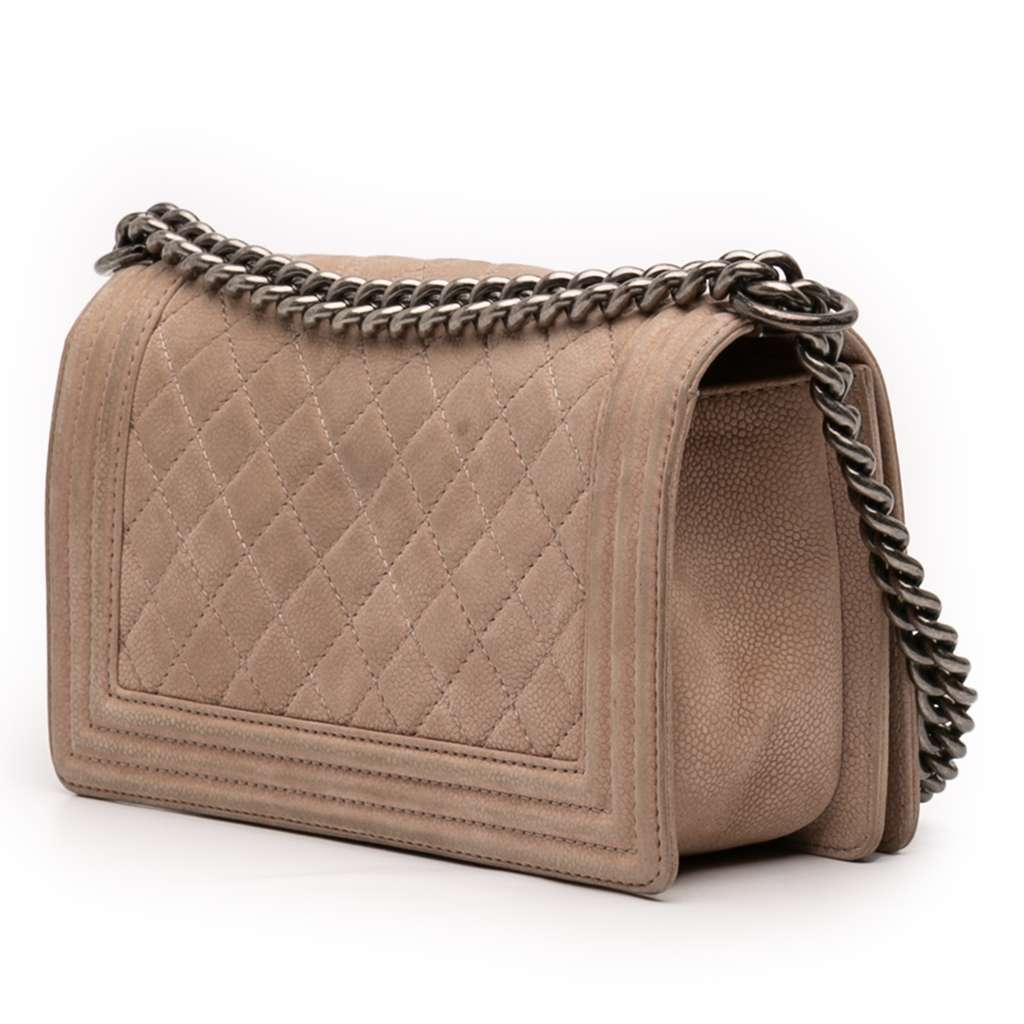 Chanel Old Medium Quilted Caviar Boy Flap Brown Leather Good - Back View