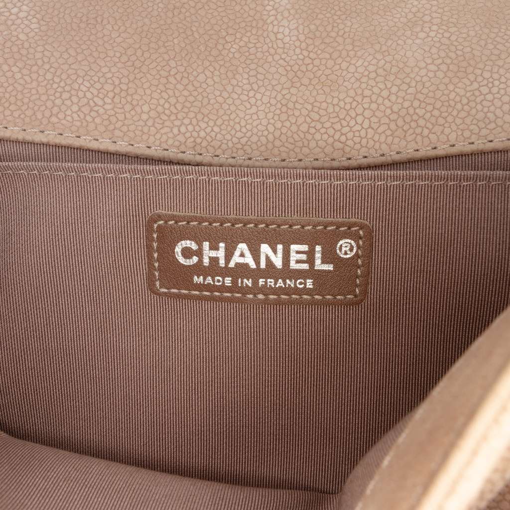 Chanel Old Medium Quilted Caviar Boy Flap Brown Leather Good - Box View