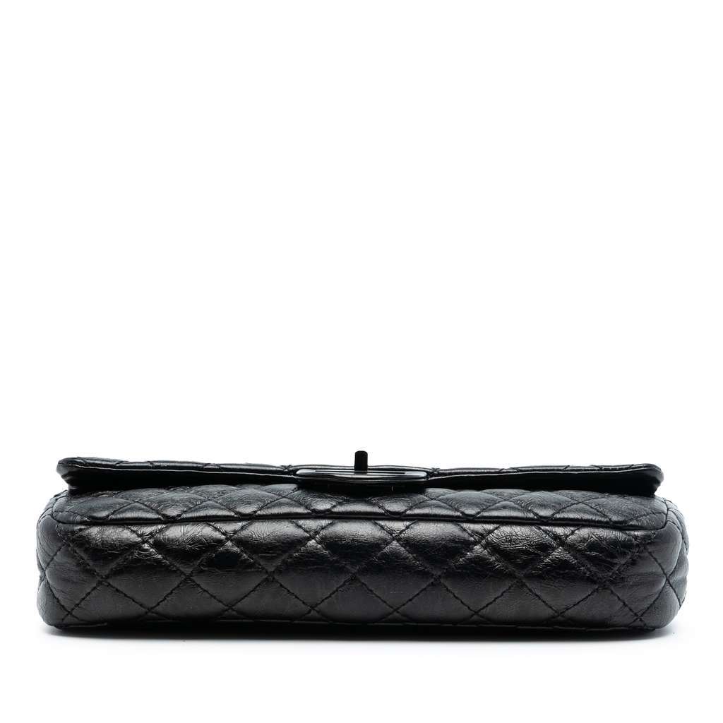 Chanel Quilted Glazed Calfskin Reissue 2.55 Clutch with Chain Black Leather Very good condition - Inside View