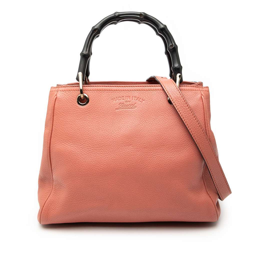 Gucci Small Calfskin Bamboo Shopper Satchel Pink Leather Very good - Front View