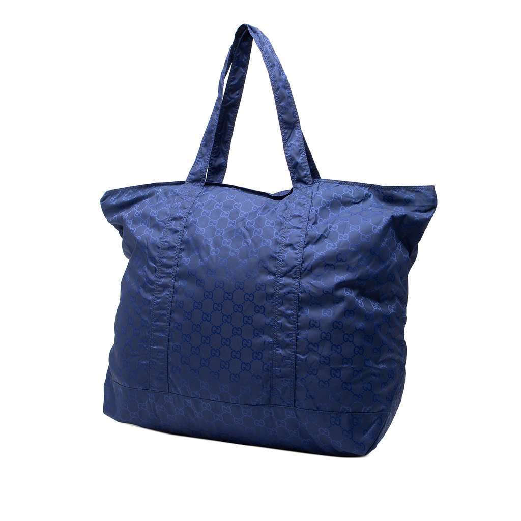 Gucci GG Nylon Teddy Bear Folding Tote Blue Very good - Back View