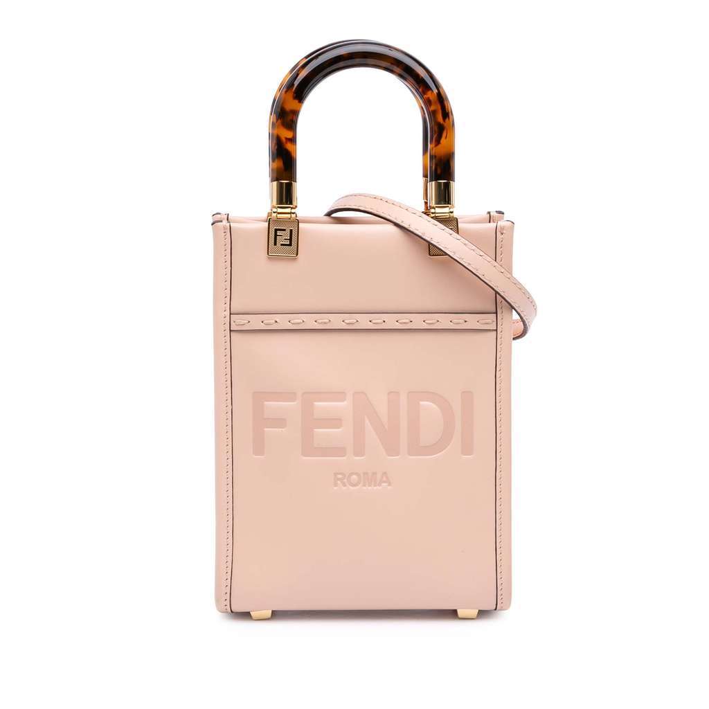Fendi Mini Leather Sunshine Shopper Tote Pink Leather Very good - Front View