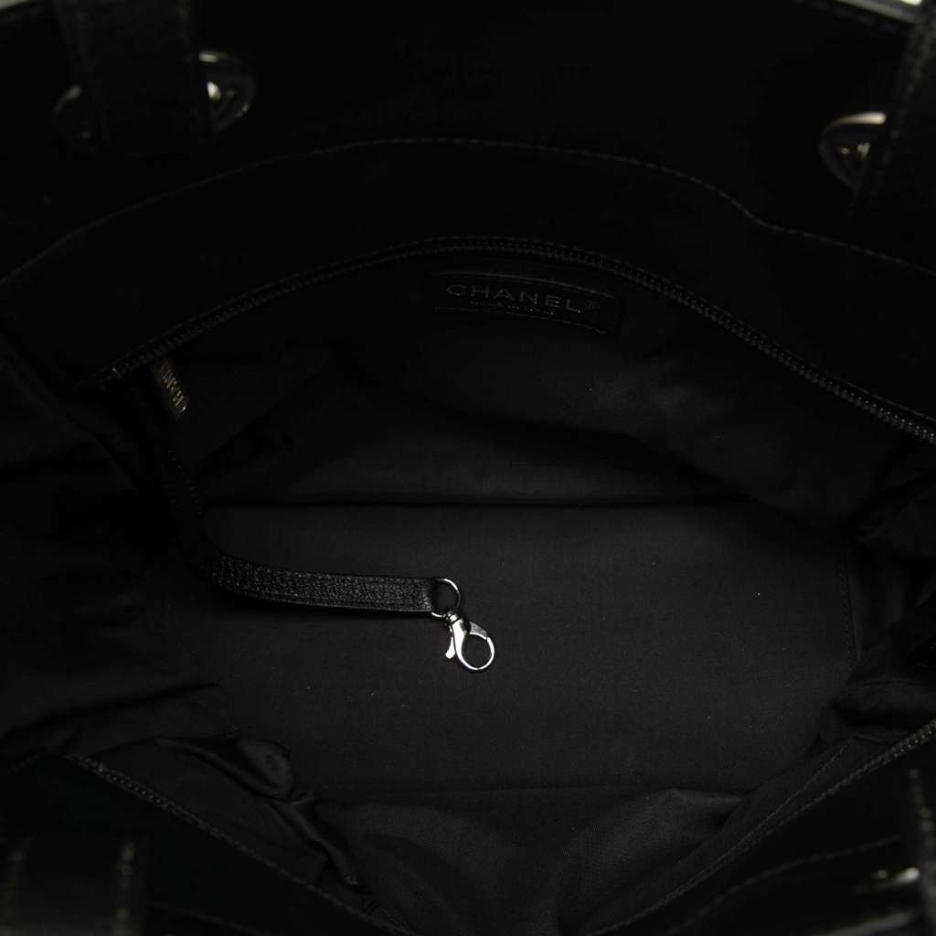 Chanel Small Quilted Coated Canvas Paris Biarritz Tote Black Canvas Very good - Model View