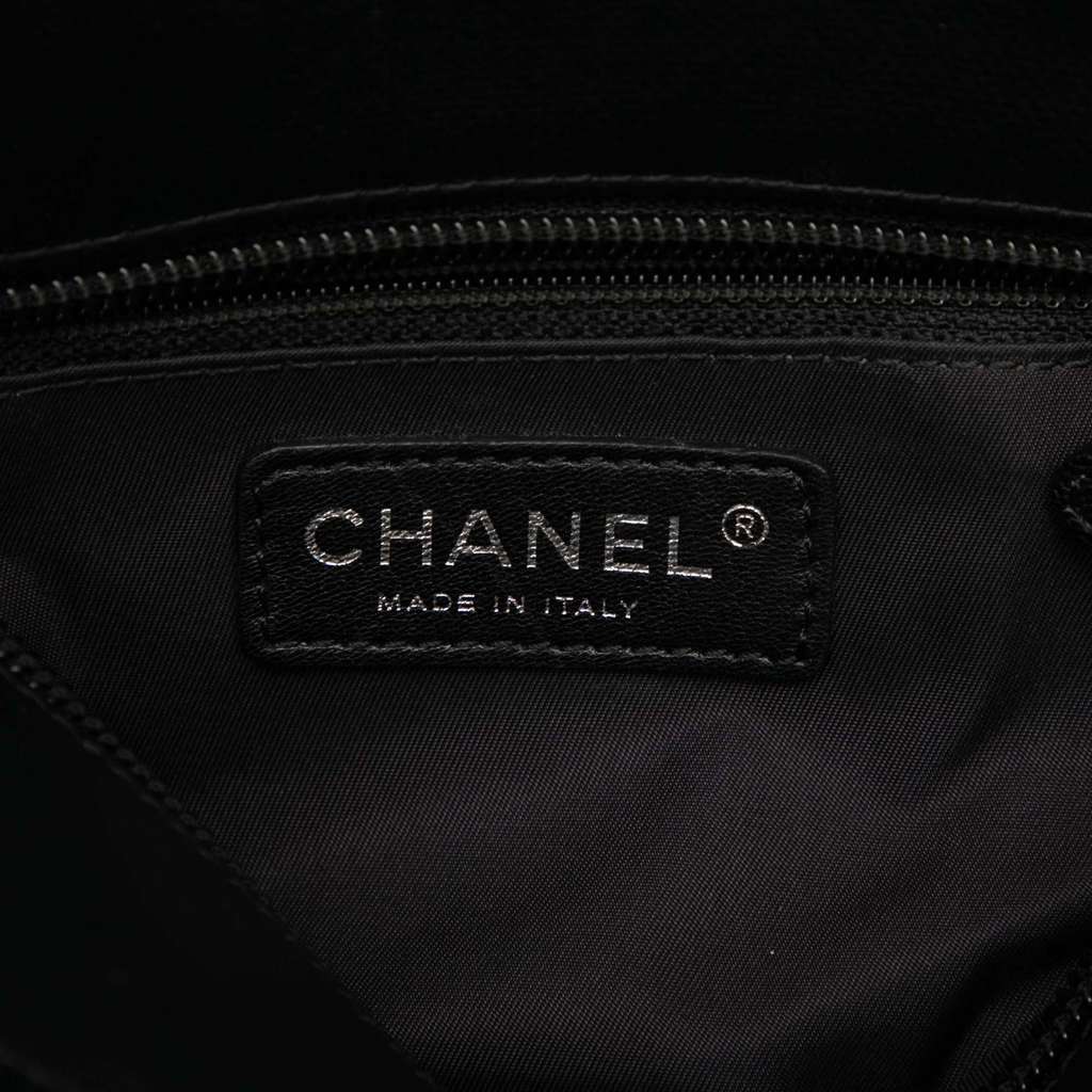 Chanel Small Quilted Coated Canvas Paris Biarritz Tote Black Canvas Very good - Box View