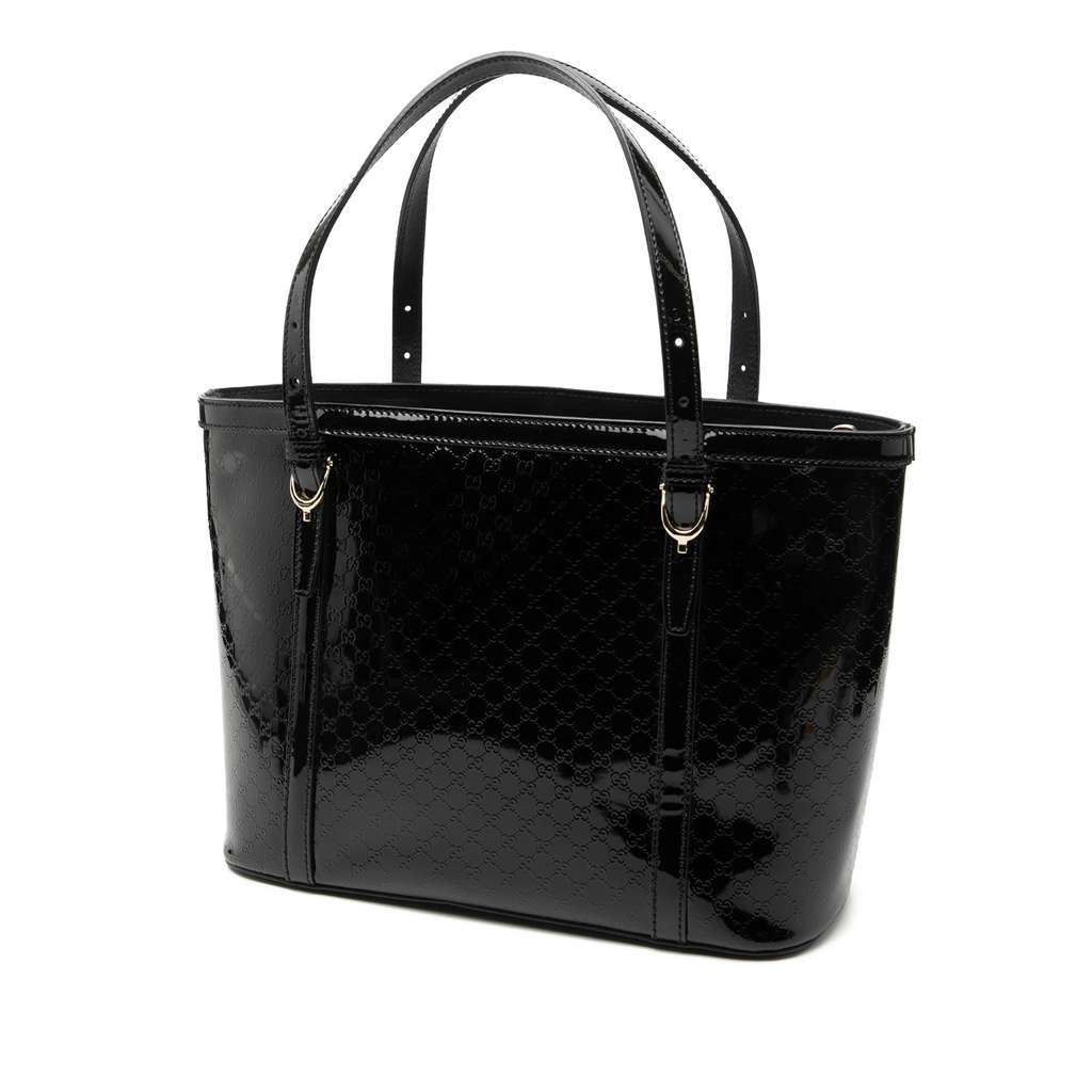 Gucci Patent Microguccissima Nice Tote Black Leather Good - Back View