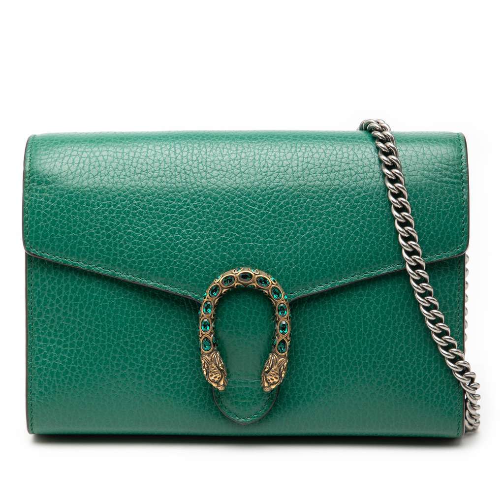 Gucci Leather Dionysus Wallet on Chain Green Leather Very good - Front View