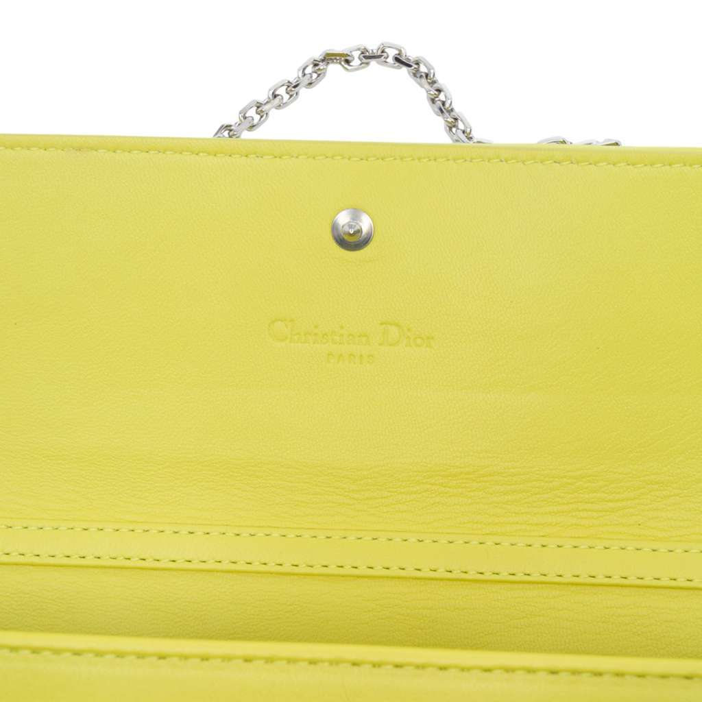 Dior Lambskin Cannage Lady Dior Wallet On Chain Yellow Leather Good condition - Box View