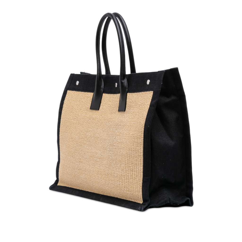 Saint Laurent Large Rive Gauche Raffia Tote Brown Good - Back View