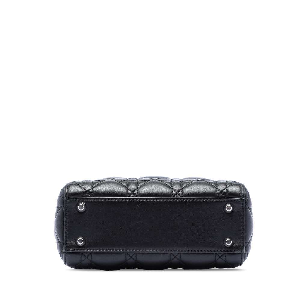 Dior Mini Lambskin Cannage Lady Dior Black Leather Very good condition - Inside View