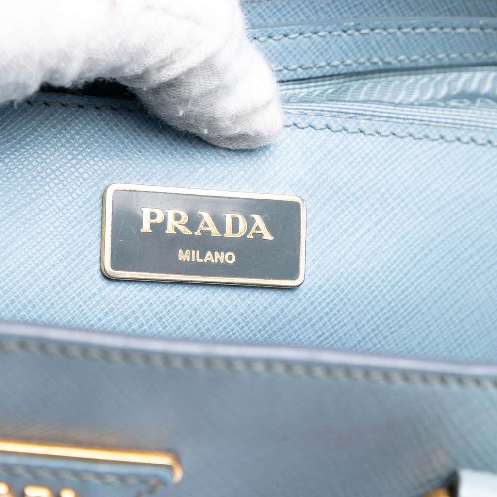 Prada Large Saffiano Lux Galleria Tote Blue Leather Good condition - Box View