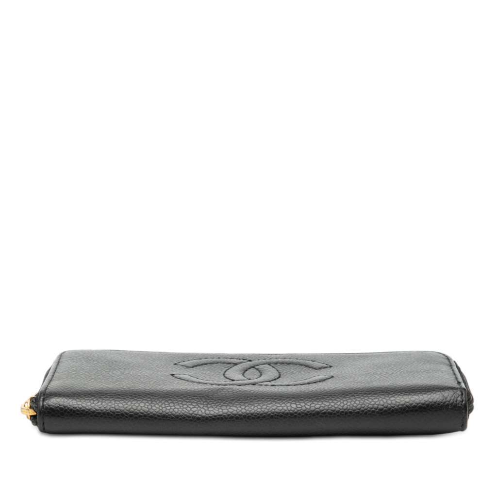 Chanel CC Caviar Zip Around Wallet Black Leather Good condition - Inside View