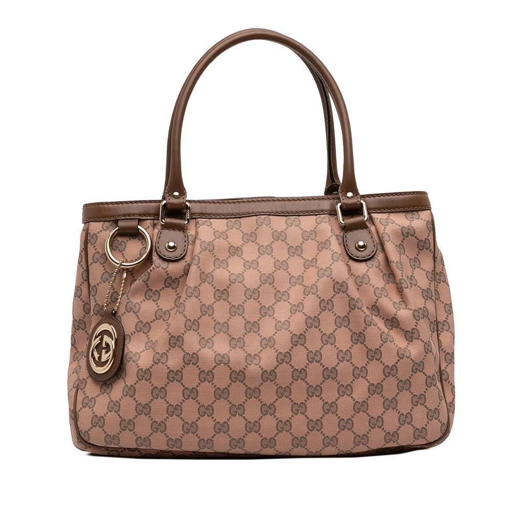 Gucci GG Canvas Sukey Tote Pink Canvas Good - Front View