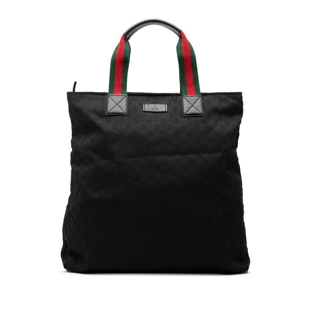 Gucci GG Canvas Web Tote Black Canvas Very good - Front View