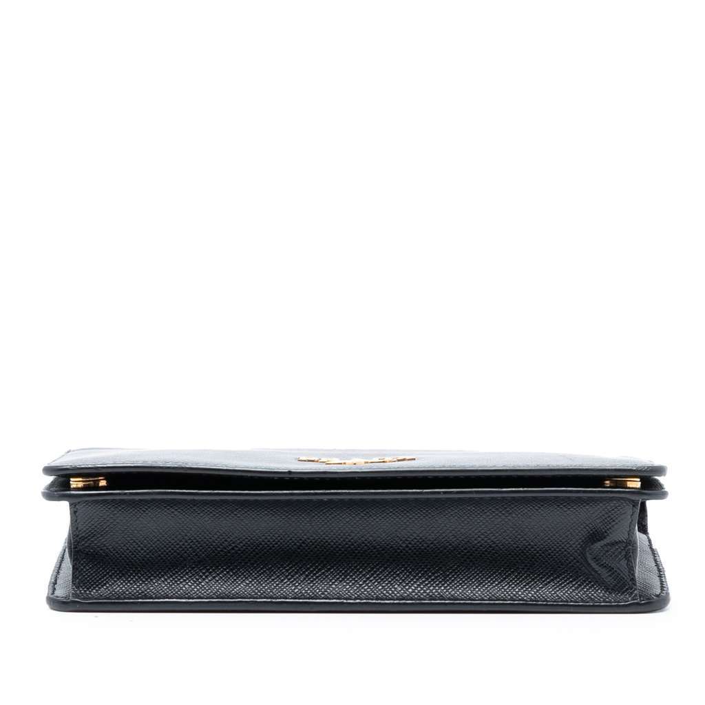 Prada Saffiano Wallet On Chain Black Leather Good - Inside View