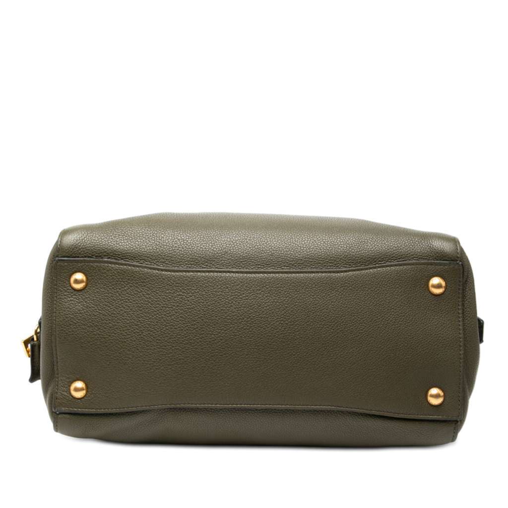 Prada Vitello Daino Zip Top Convertible Tote Green Leather Very good condition - Inside View