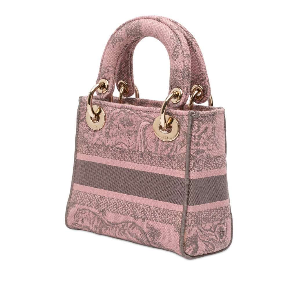 Dior Mini Embroidered Canvas Toile De Jouy Lady D Lite Pink Canvas Very good - Back View