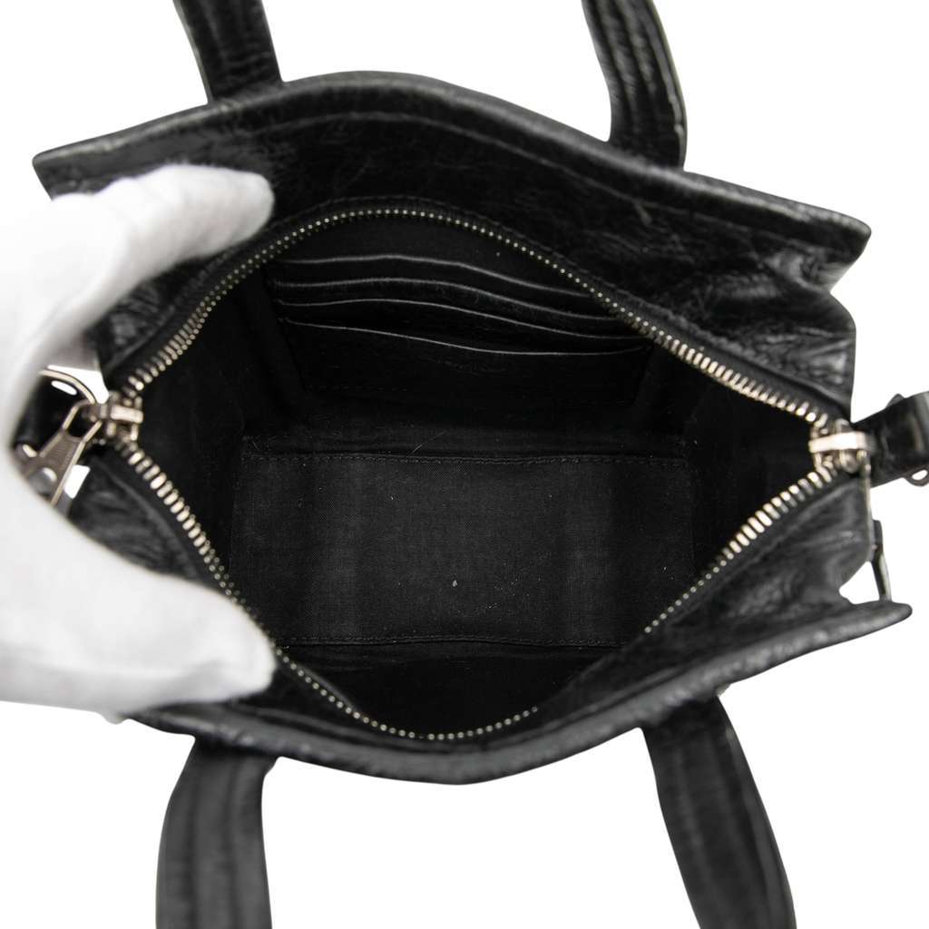 Balenciaga Lambskin Bazar Shopper Satchel XXS Black Leather Good condition - Model View