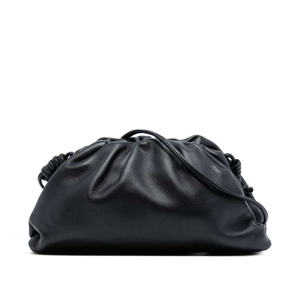 Bottega Veneta Lambskin The Mini Pouch Crossbody Black Leather Very good condition - Front View