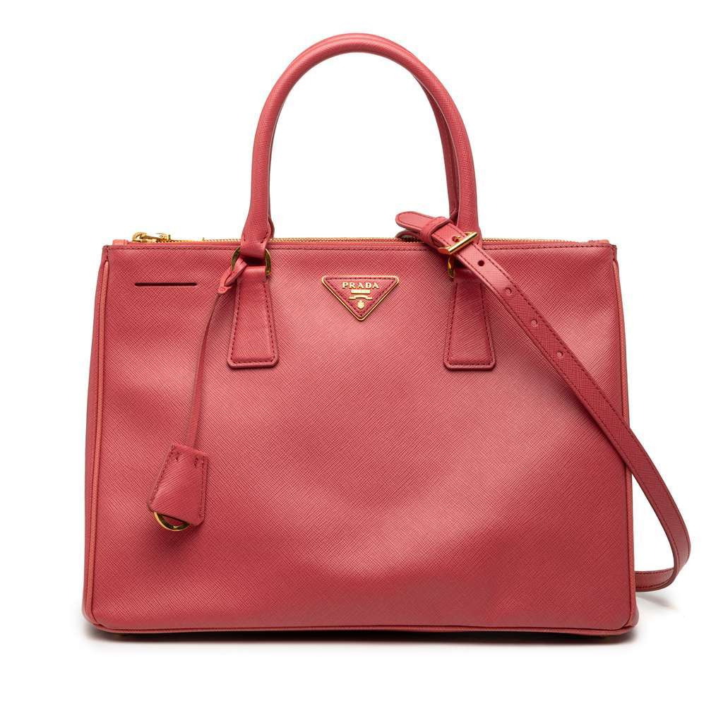 Prada Medium Saffiano Lux Galleria Double Zip Satchel Pink Leather Very good - Front View