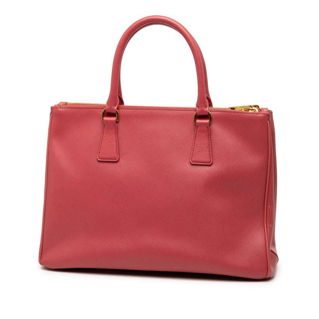 Prada Medium Saffiano Lux Galleria Double Zip Satchel Pink Leather Very good - Back View