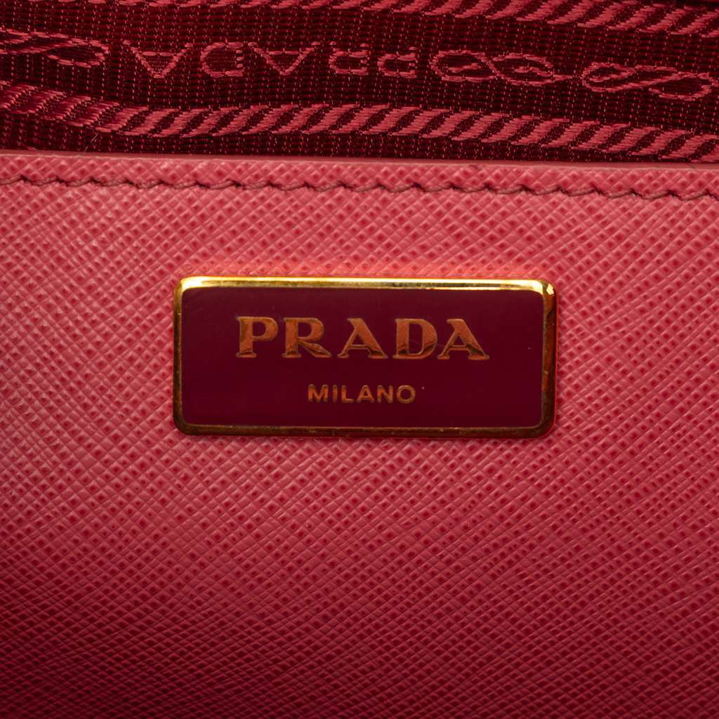 Prada Medium Saffiano Lux Galleria Double Zip Satchel Pink Leather Very good - Box View