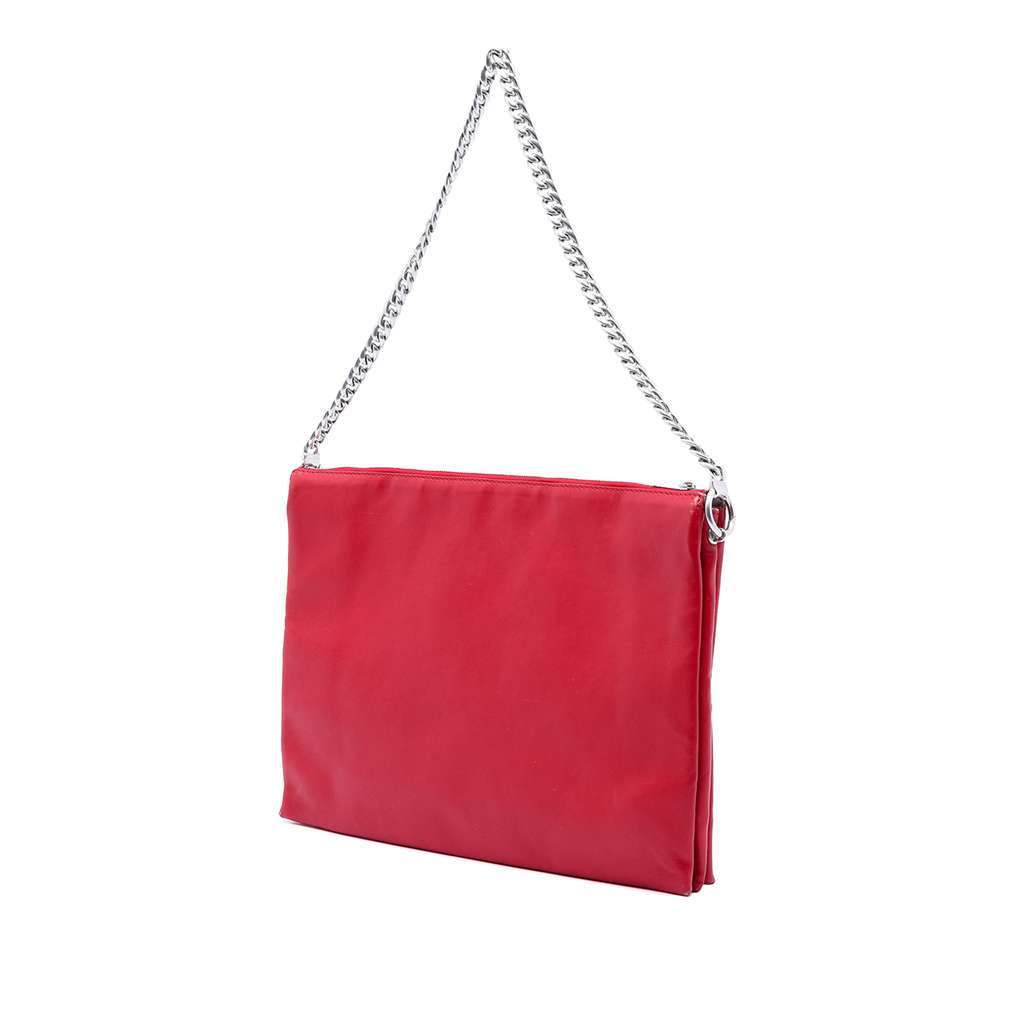 Celine Lambskin Soft Trio Shoulder Bag Red Leather Very good - Back View