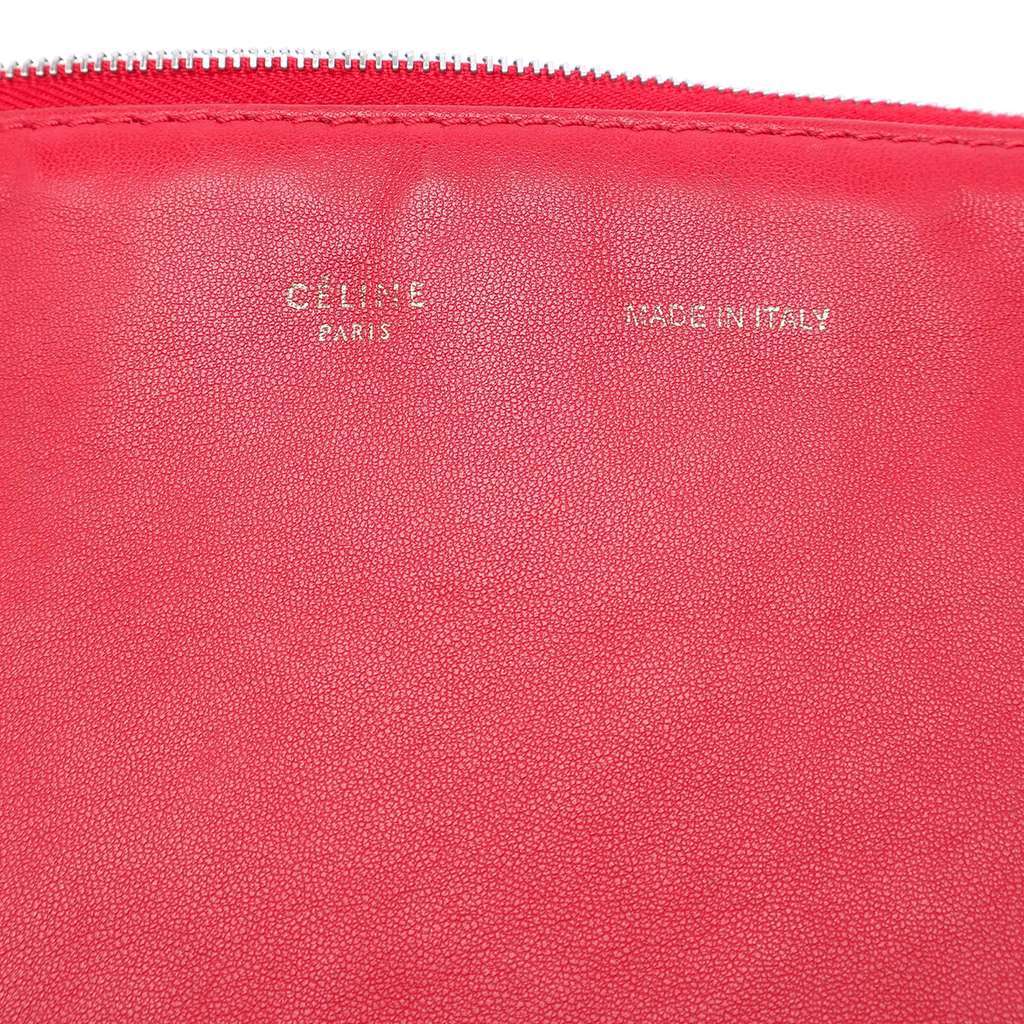 Celine Lambskin Soft Trio Shoulder Bag Red Leather Very good - Box View