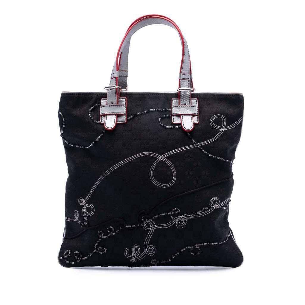 Loewe Anagram Beaded Jacquard Tote Black Jacquard Very good - Front View
