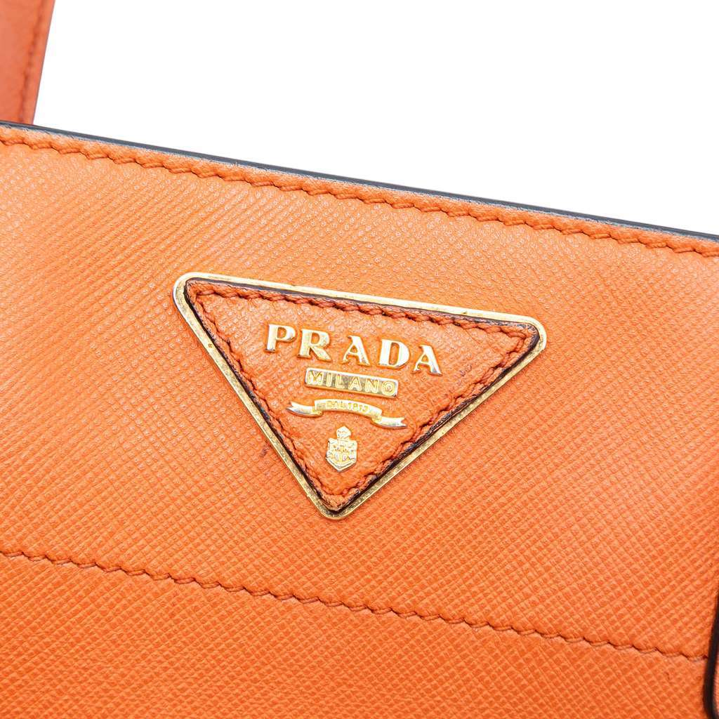 Prada Saffiano Soft Triple Pocket Tote Orange Leather Very good condition - Box View