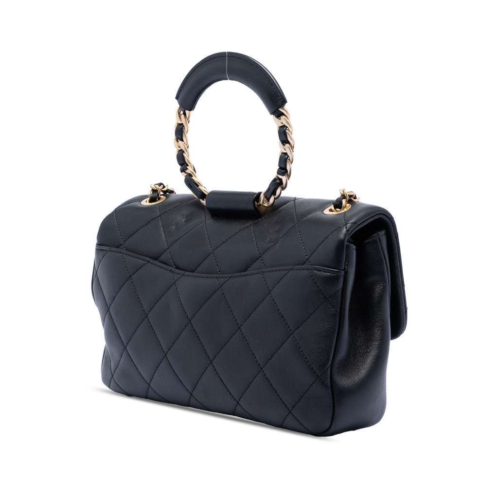 Chanel Medium Lambskin In the Loop Flap Black Leather Good - Back View