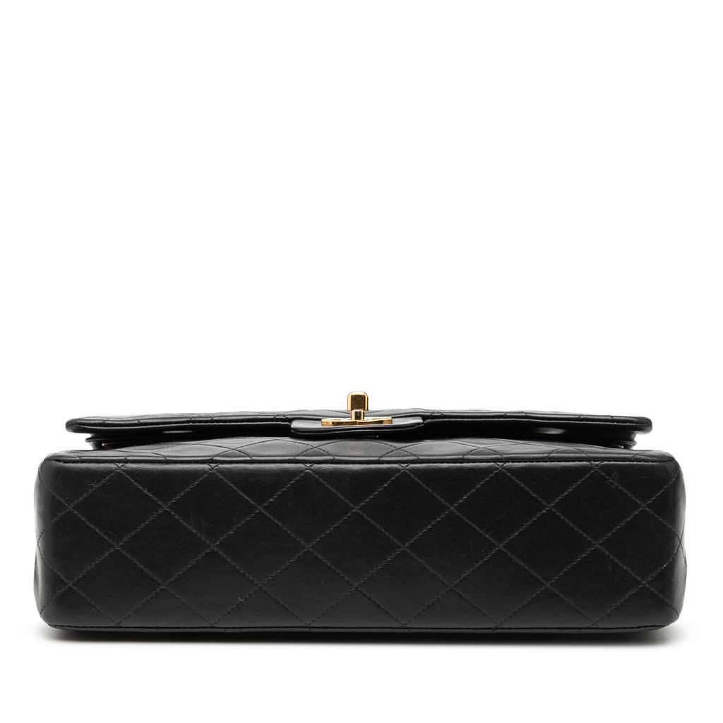 Chanel Medium Classic Lambskin Double Flap Black Leather Good - Inside View