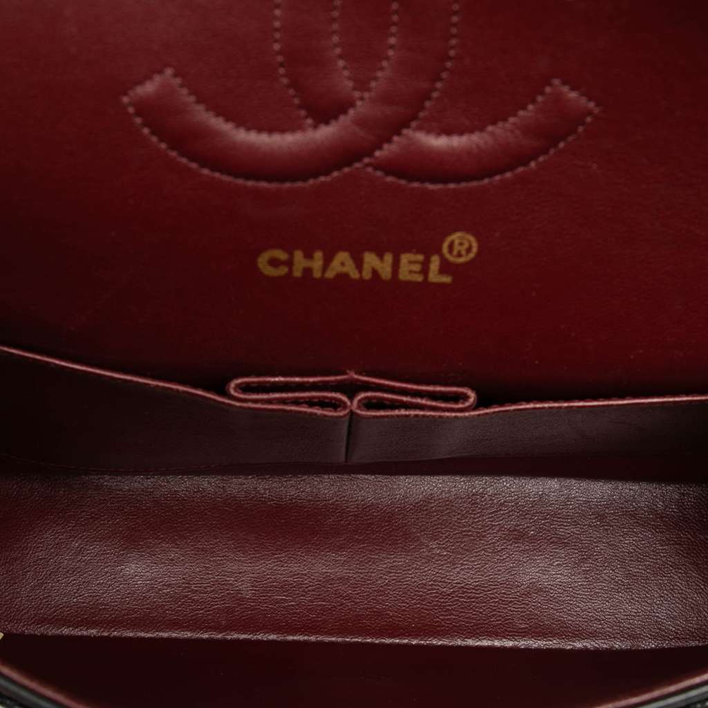 Chanel Medium Classic Lambskin Double Flap Black Leather Good - Model View