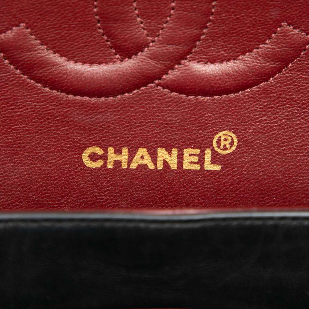 Chanel Medium Classic Lambskin Double Flap Black Leather Good - Box View