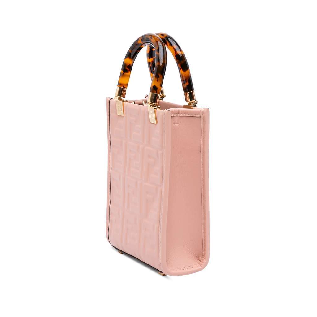 Fendi Mini Zucca Embossed Leather Sunshine Shopper Tote Pink Leather Very good - Back View